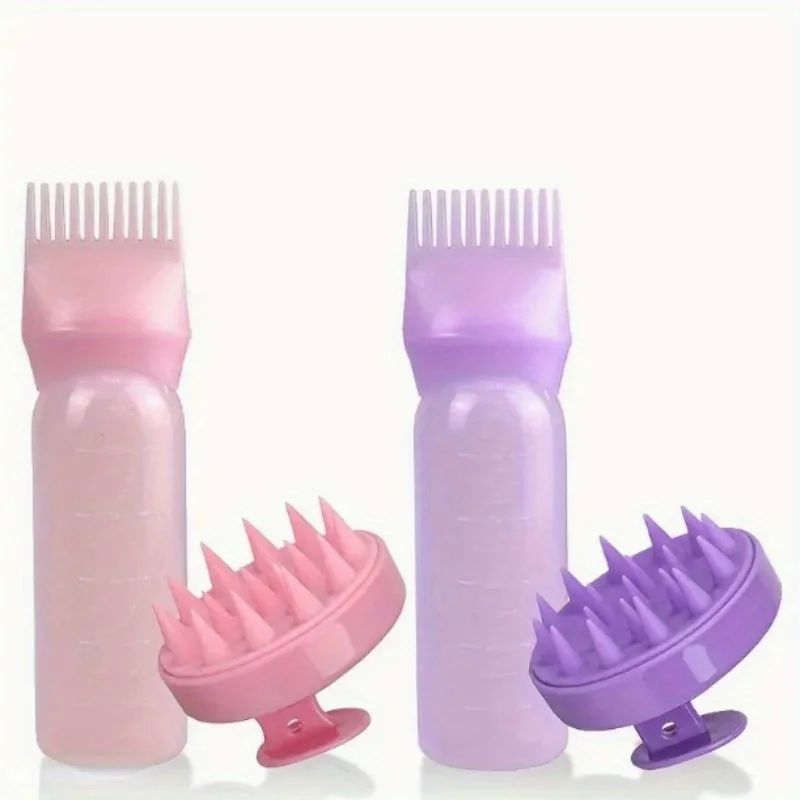 2pcs/Set Silicone Hair Comb With Root Comb Applicator Bottle