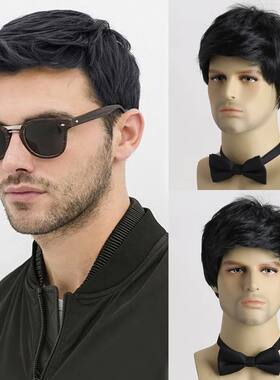 Mens Brown Wigs Natural Fluffy Layered Synthetic Hair For Me