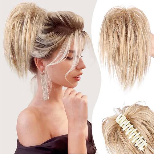 Short Messy Bun Hair Piece Claw Clip in Hair Buns for Women