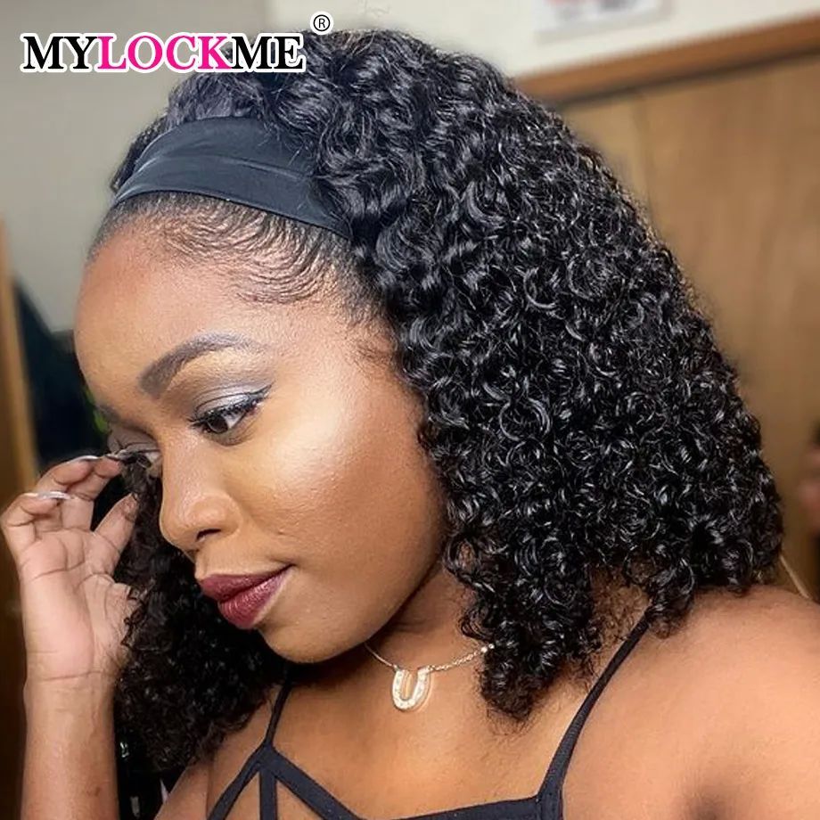 Headband Wig Human Hair Kinky Curly MYLOCKME No Glue Full Ma