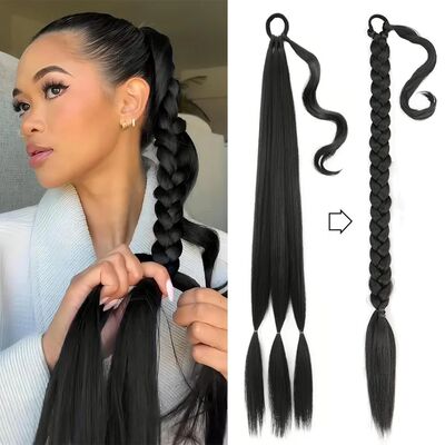 LUPU 30 Inch Synthetic Long Braided Ponytail Extension for W