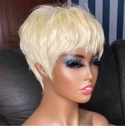 Nicelatus Natural Synthetic Blonde Wig Short HairCuts Wigs f