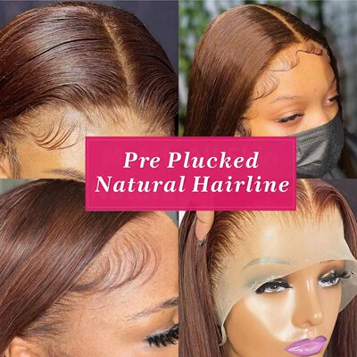 13x4 Chocolate Brown Straight Lace Front Wigs Human Hair 13x