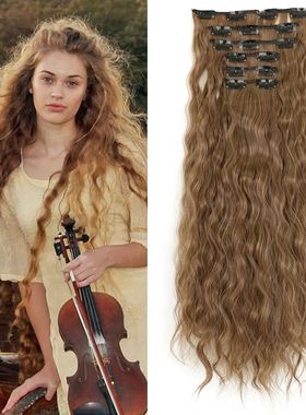 Synthetic Hair Extensions 16Clips In 6PCS Set Curly 22inch L