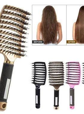 Hair Brush Scalp Massage Comb Hairbrush Boar Bristle Nylon W