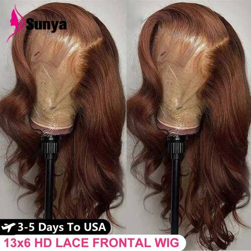 Chocolate Brown 13x6 HD Lace Front Human Hair Wigs For Women