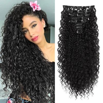 9PCS Clip in Hair Extensions 22 Inch Curly Hair Extension Lo