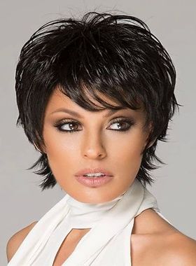HAIRJOY Short Black Pixie Cut Synthetic Hair Wigs for Women