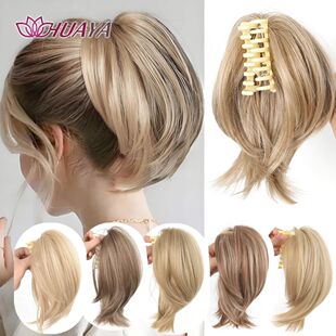 Synthetic Claw Clip Ponytail Hair Extensions Messy Short Str