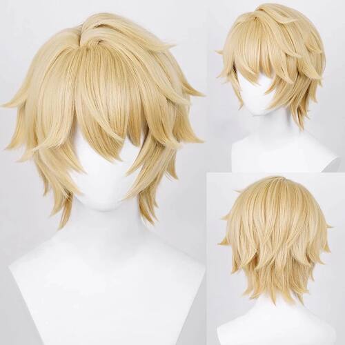 Synthetic Blonde Short Straight Wig with Bangs Anime Game Co