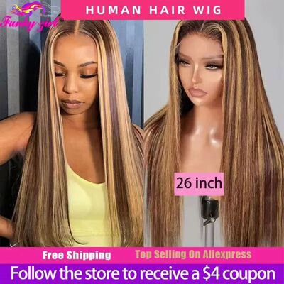 Highlight Brown Straight Lace Front Wig Human Hair Wigs For