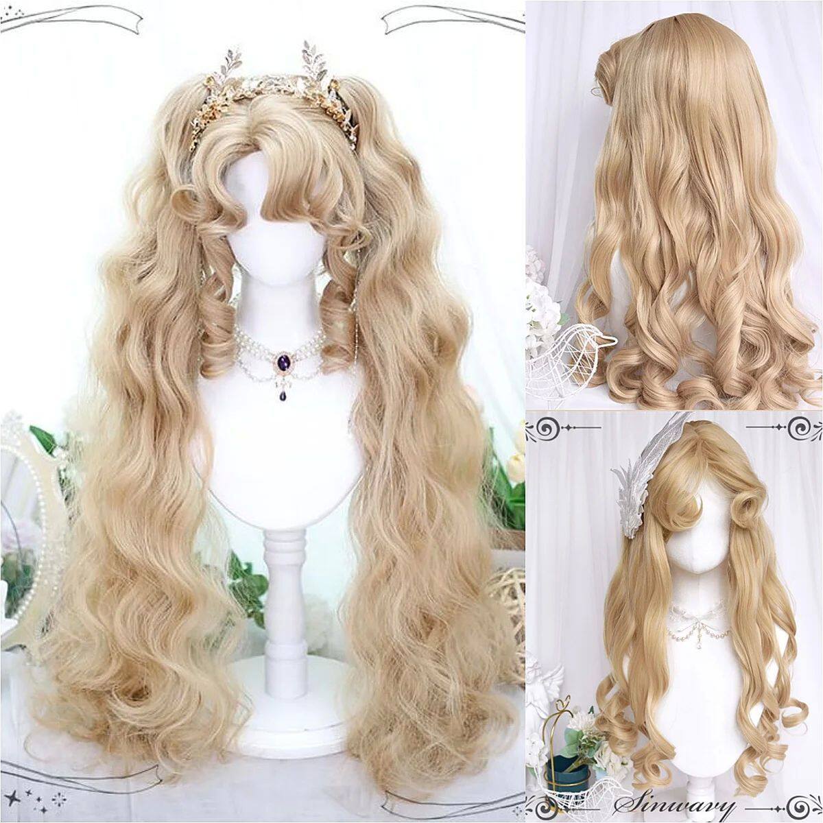 Wig Head Set Center Parted Bangs 32 Inch Lolita Natural Gorg