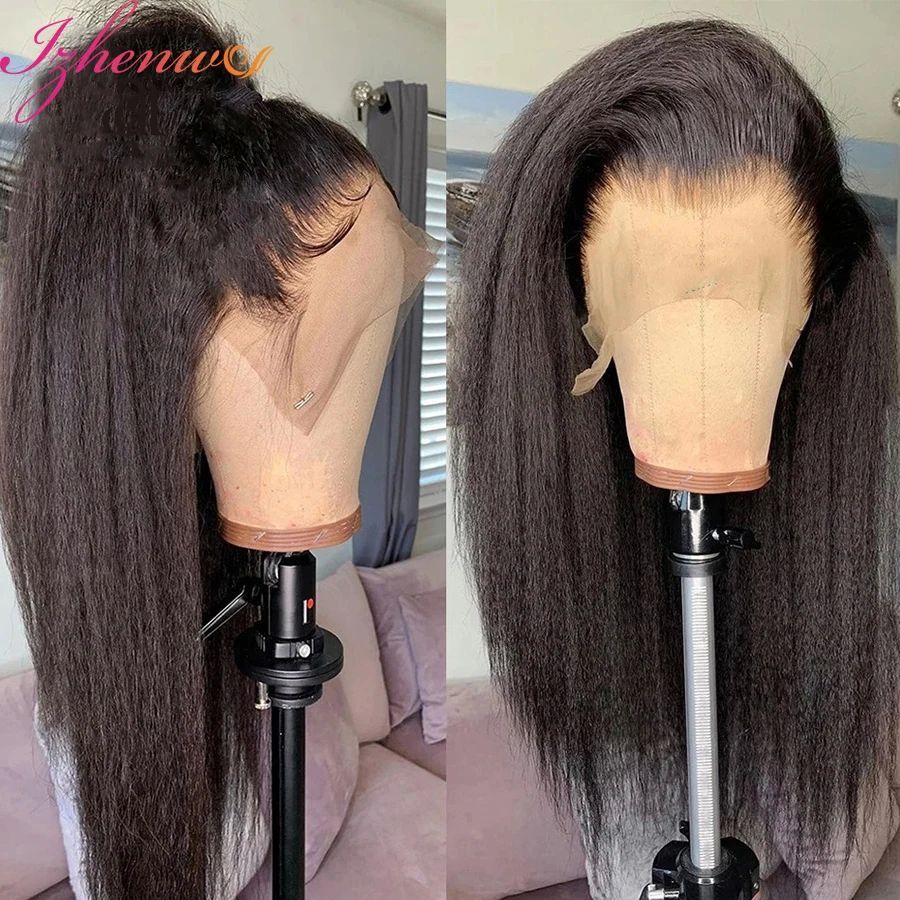 Transparent Kinky Straight Lace Front Wig Pre Plucked Yaki B