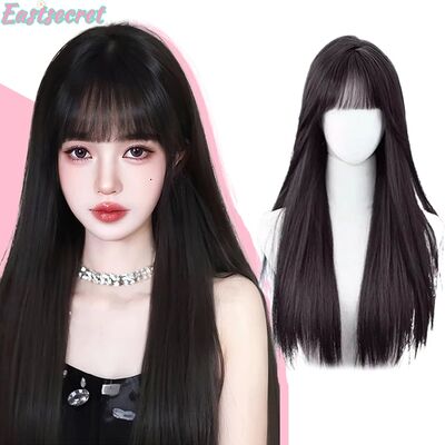 EASTSECR Black Hair Long Straight Wigs for Women Natural Hai