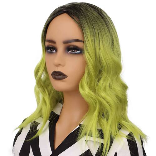 Ombre Green Curly Bob Wigs for Women Short Wavy Curly Dark R