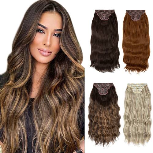 SARLA 4pcs/set Synthetic Long Wavy Clip In Hair Extensions 2