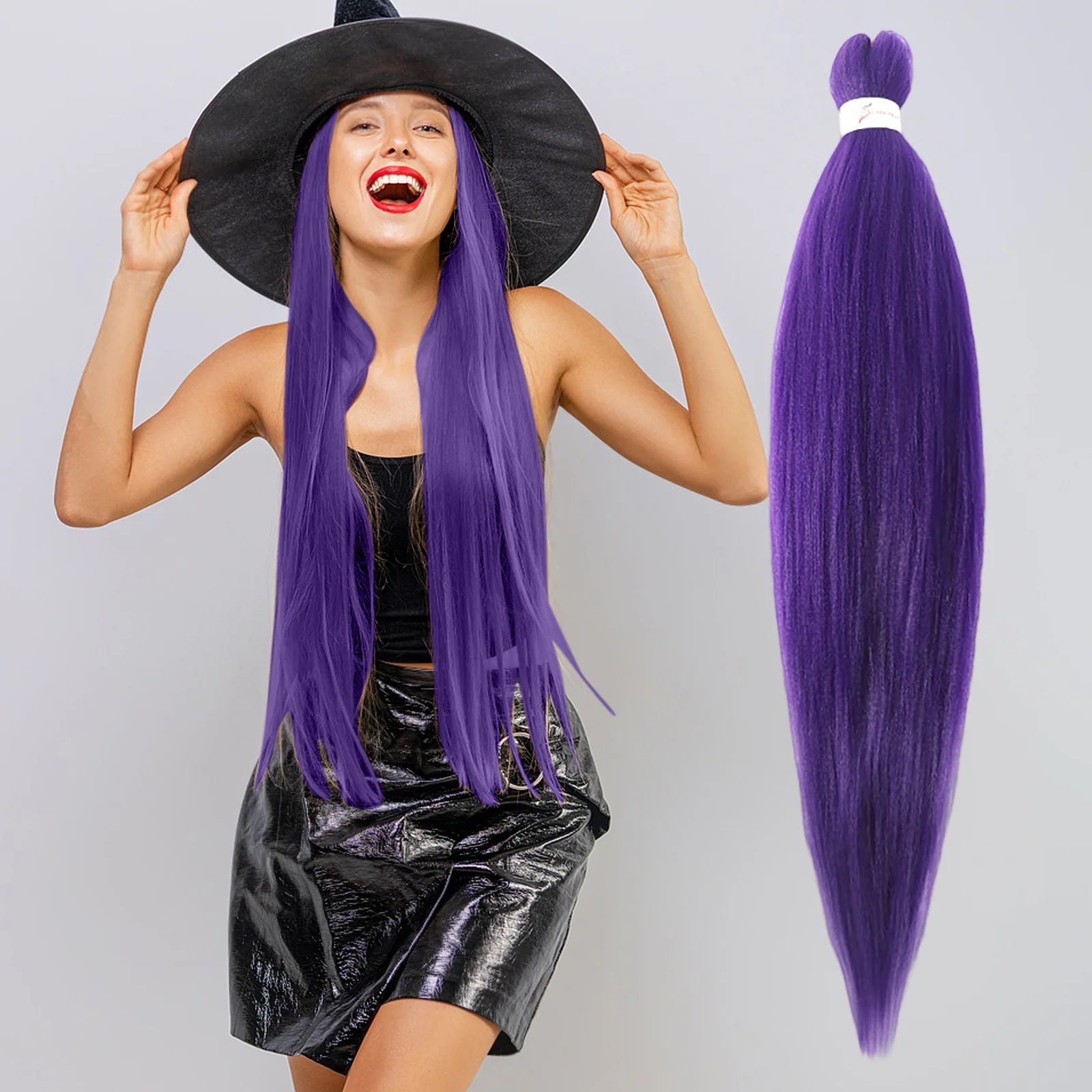 Long Purple Braiding Hair Pre Stretched Synthetic Braiding h
