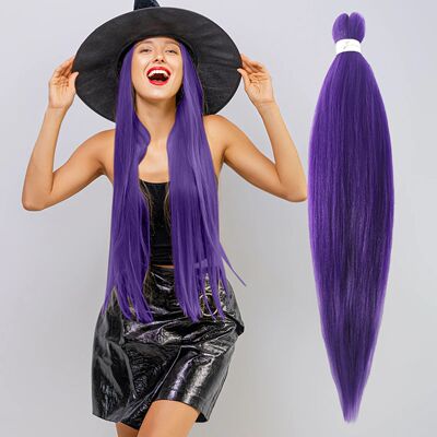 Long Purple Braiding Hair Pre Stretched Synthetic Braiding h
