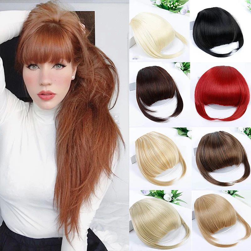DIANQI Short Bangs Blonde Clip In Hair Bangs Heat Resistant