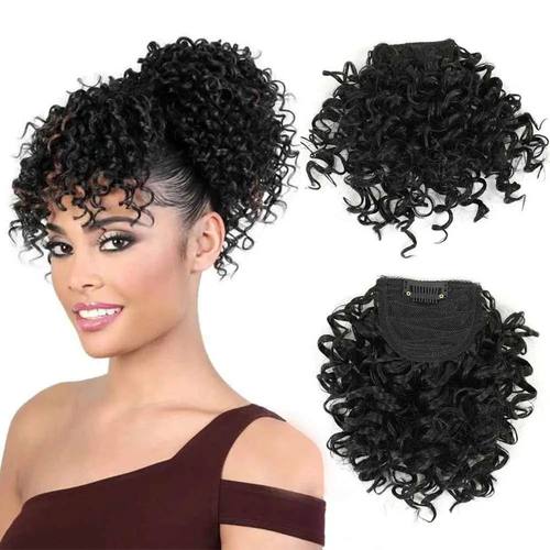 G&T Synthetic Wig Curly Bangs for Black Women Short Afro Kin