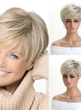 10 inches Gold Natural Wigs for Women Short curly Synthetic