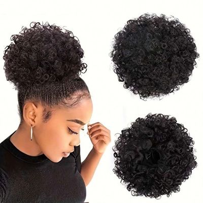 1Pc Afro Puff Drawstring Ponytail Short Kinky Curly Afro Pon