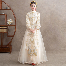 秀禾服新娘2020新款结婚旗袍敬酒服女婚纱礼服中式中国风金色秀禾