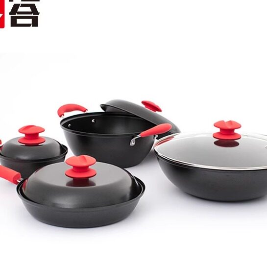章丘家用锅具套装多功能煎炒一体加厚不粘锅精美礼盒包装锅具