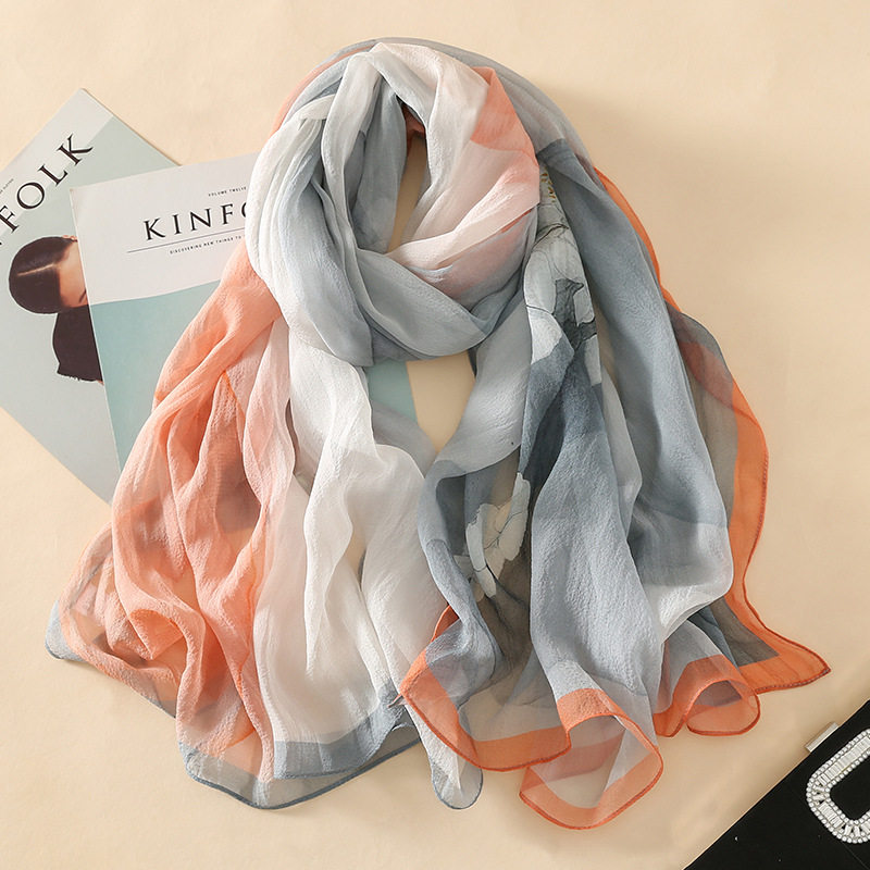 布塔桑蚕丝丝巾女百搭披肩夏秋季防晒100%真丝丝巾送妈妈婆婆围巾