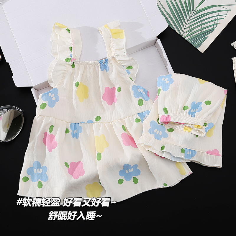 儿童睡衣女两件套夏季薄款2025新款背心公主风女童可爱短裤家居服