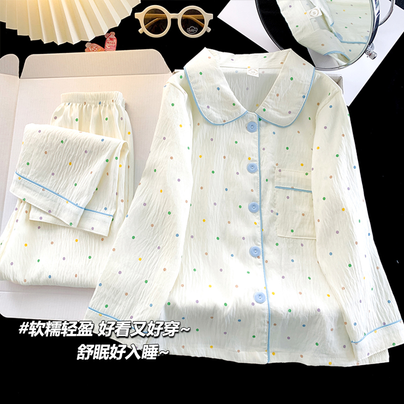 洋气波点秋款儿童睡衣女长袖公主风2025新款女童女孩春秋季家居服