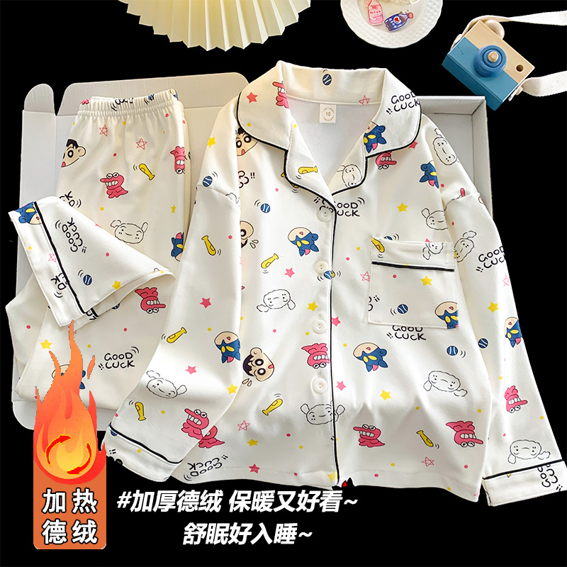 德绒冬款儿童睡衣女秋冬季长袖女童2025新款加绒加厚公主风家居服