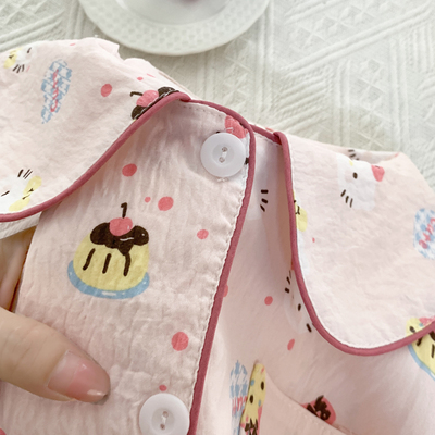 女童睡衣纯棉长袖春秋季薄款中大童卡通动漫儿童家居服小女孩套装