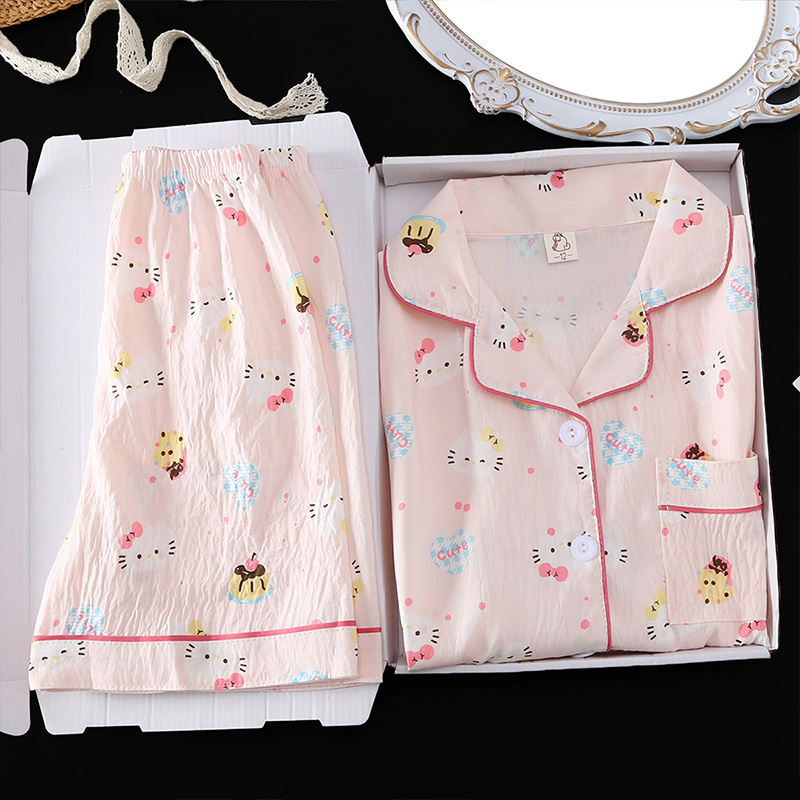 女童睡衣夏季2025新款薄款短袖纯棉儿童小女孩夏天宝宝家居服套装