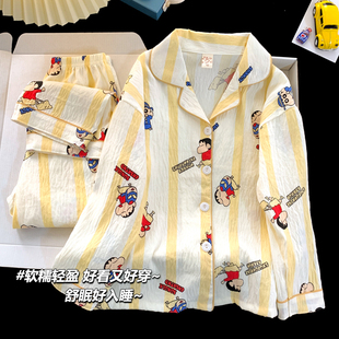 蜡笔小新长袖儿童睡衣女童2025新款春秋季中大童小女孩家居服套装