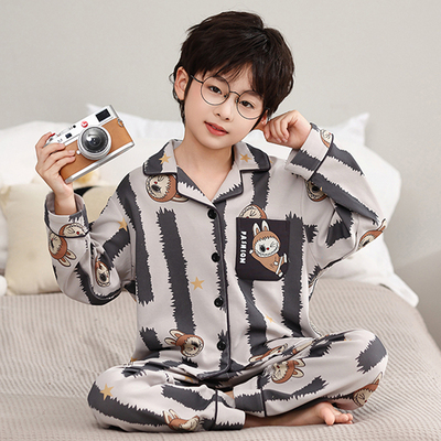 儿童睡衣秋冬季纯棉长袖中大童男孩2025新款青少年男童家居服秋款