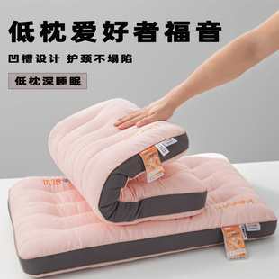 枕头枕芯家用一对装护颈椎助睡眠学生宿舍可水洗单人超低薄枕整头