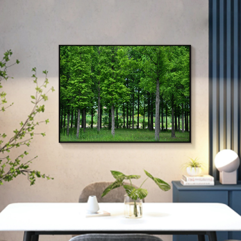 田园风景画树木森林树林装饰画玄关挂画儿童房间卧室床头护眼图图片