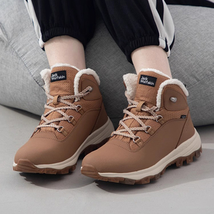 秋冬Jackwolfskin狼爪徒步鞋女户外加绒保暖中帮登山鞋4053581