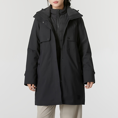 冬狼爪三合一夹克女户外防风保暖羽绒服中长款冲锋衣外套5123121