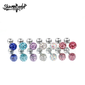 Shinma 千禧风 包膜满钻彩色微镶耳钉耳骨钉Daith钉日韩甜美穿刺