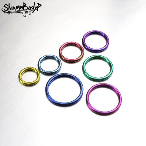 Shinma钛合金耳环唇环鼻环耳圈素圈耳骨环阳极氧化简约百搭f-136