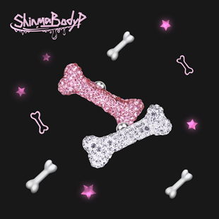 Shinma 闪耀满钻超大骨头耳钉y2k亚比钛钢甜酷辣妹耳饰 爱宠日记