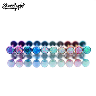 Shinma 136钛合金土酷圆形包边澳宝欧泊小众耳钉唇钉耳骨钉穿刺