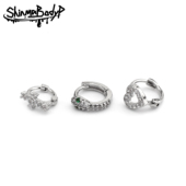 Shinma 小众气质穿刺 镶钻银色蛇十字架镂空爱心小尺寸耳骨钉耳环