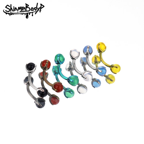 Shinma F-136钛合金玛瑙彩石复古眉钉ROOK钉耳钉耳骨钉指钉饰品