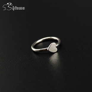 Shinma镜面抛光爱心桃心钛钢唇环唇钉卡扣环可爱甜酷欧美穿刺饰品