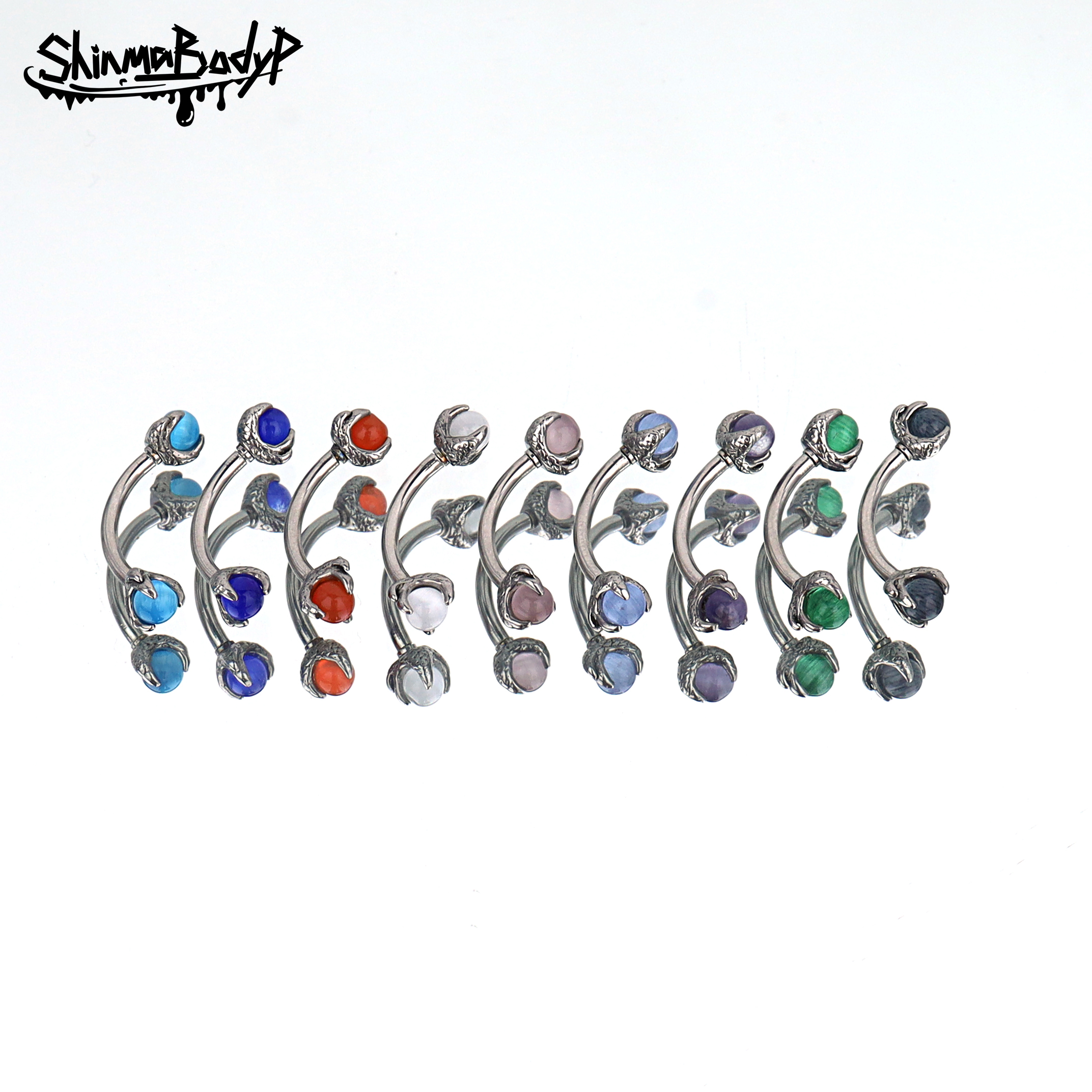 Shinma钛钢龙爪猫眼石内螺纹眉钉