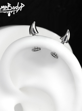 shinma 恶魔角小恶魔钉耳钉骨钉耳轮钉黑暗可爱辣妹甜酷穿刺饰品