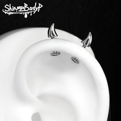 shinma 恶魔角小恶魔钉耳钉骨钉耳轮钉黑暗可爱辣妹甜酷穿刺饰品